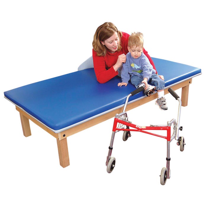 Clinton Industries Manual Hi-Lo Upholstered Mat Table, 48 x 84 x 19 to 27 Inches Adjusting, Wood Table/Polyurethane Foam Mat