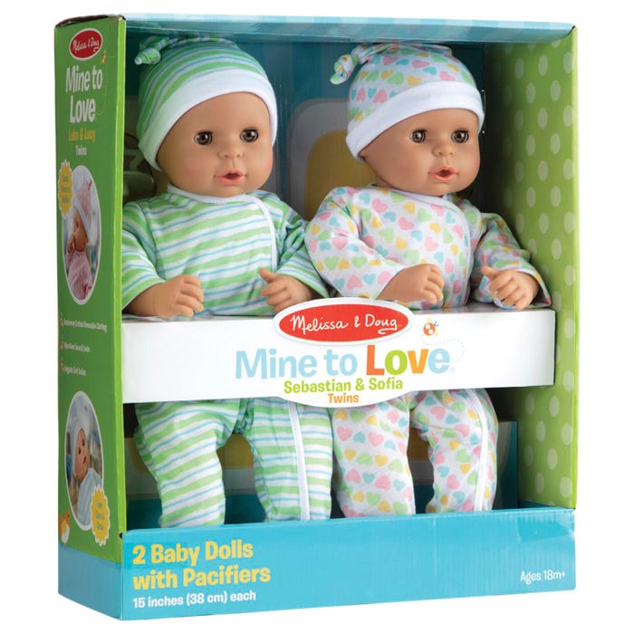 Melissa & Doug Mine to Love Sebastian and Sofia Twin Dolls, 15 Inches, Hispanic