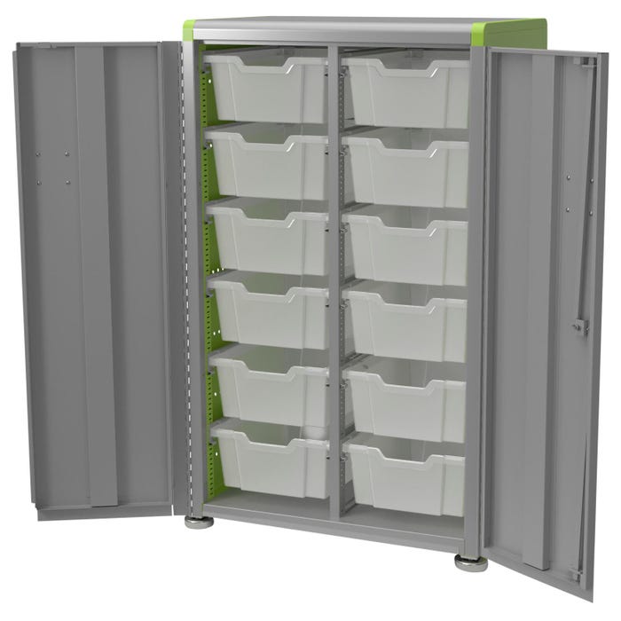 Classroom Select Geode Tall Cabinet, Double Wide with 12 Tote Trays