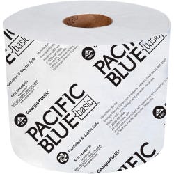 Pacific Blue Basic Toilet Paper, 1 Ply, Case of 48 Rolls, Item Number 2050150