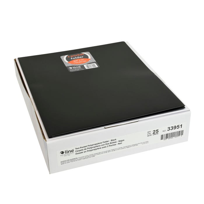 C-Line Poly 2-Pocket Portfolio Folder, Letter Size, Black, Pack of 25