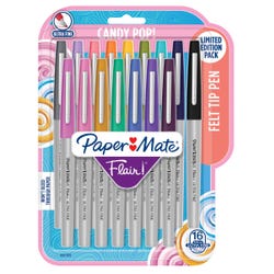 Paper Mate Flair Felt Tip Pens, Ultra Fine Point, 0.4 mm, Assorted Special Edition Candy Pop Colors, Pack of 16 2006147