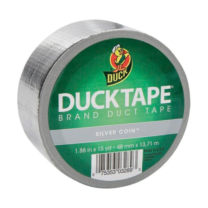Duck Tape Colored Duct Tape, 1-7/8 Inches x 15 Yards, Silver Coin