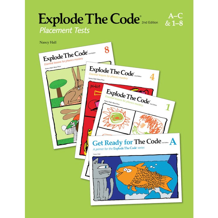 Explode The Code Placement Test Book, 2nd Edition, Books A to C and 1 to 8