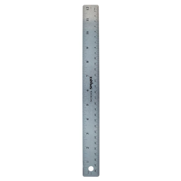 School Smart Flexible Stainless Steel Ruler with Cork Back, 12 Inches