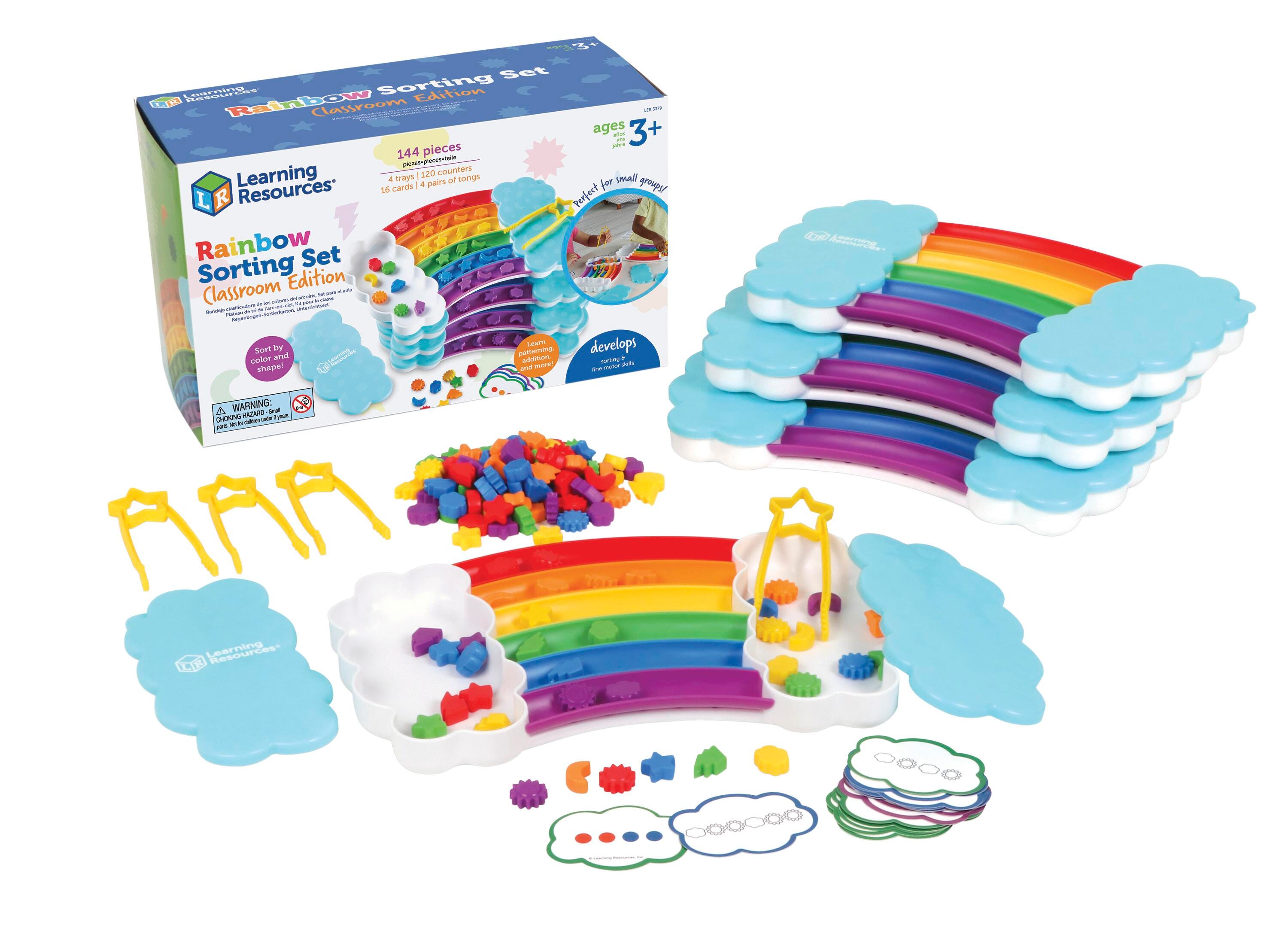 Learning Resources Rainbow Sorting Trays Classroom Edition Set, 144 Pieces 2123972