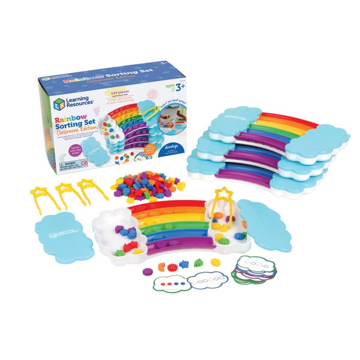 Learning Resources Rainbow Sorting Trays Classroom Edition Set, 144 Pieces