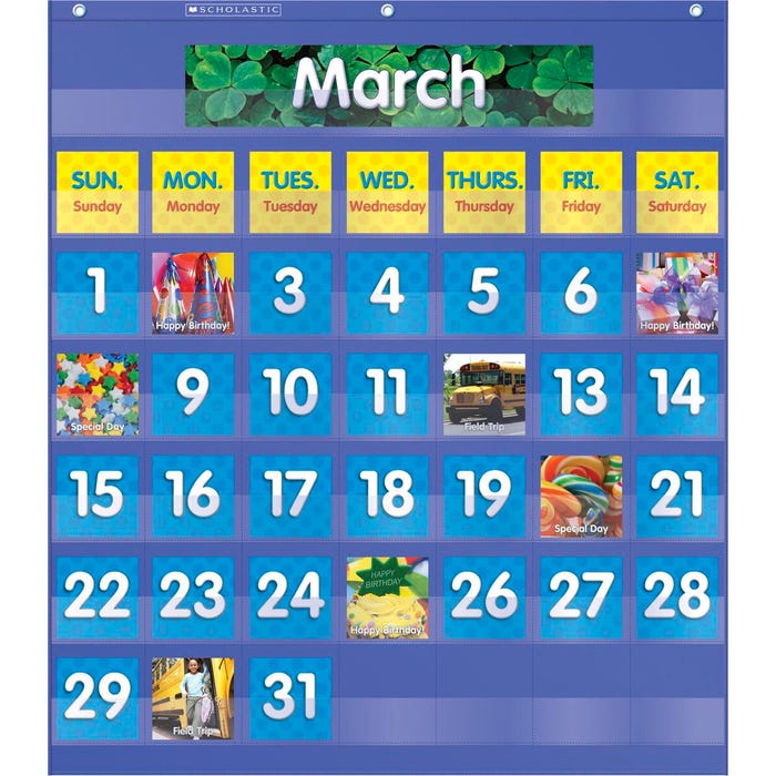 Scholastic Monthly Calendar Pocket Chart, 25 x 27-3/4 Inches