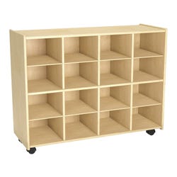 Image for Childcraft Mobile Cubby Unit With Locking Casters, 16-Bin Capacity, 38-5/16 x 14-1/4 x 30 Inches from School Specialty