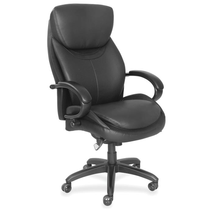 La-Z-Boy Roswell Faux Leather Executive Chair, 32-3/4 x 27-3/4 x 42-1/4 Inches, Black