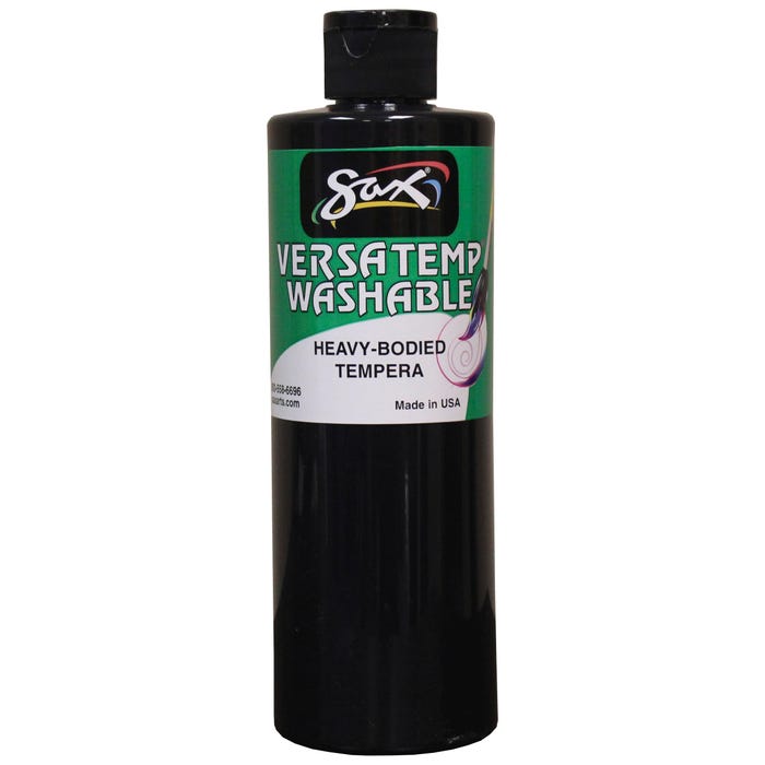 Sax Versatemp Washable Heavy-Bodied Tempera Paint, 1 Pint, Black
