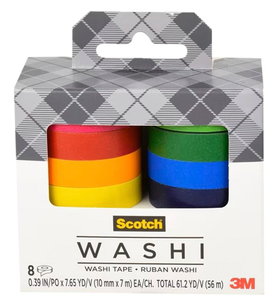 Image for Scotch Washi Tape, Rainbow, Pack of 8 from School Specialty