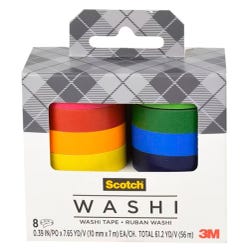 Scotch Washi Tape, .39 Inches x 7.65 Yards, Rainbow, Pack of 8