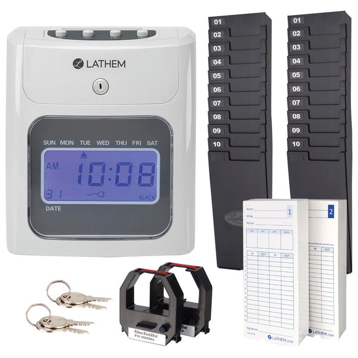 Lathem 400E Top Feed Electronic Time Clock Kit, 7-2/5 W x 5 L x 8-1/2 H Inches