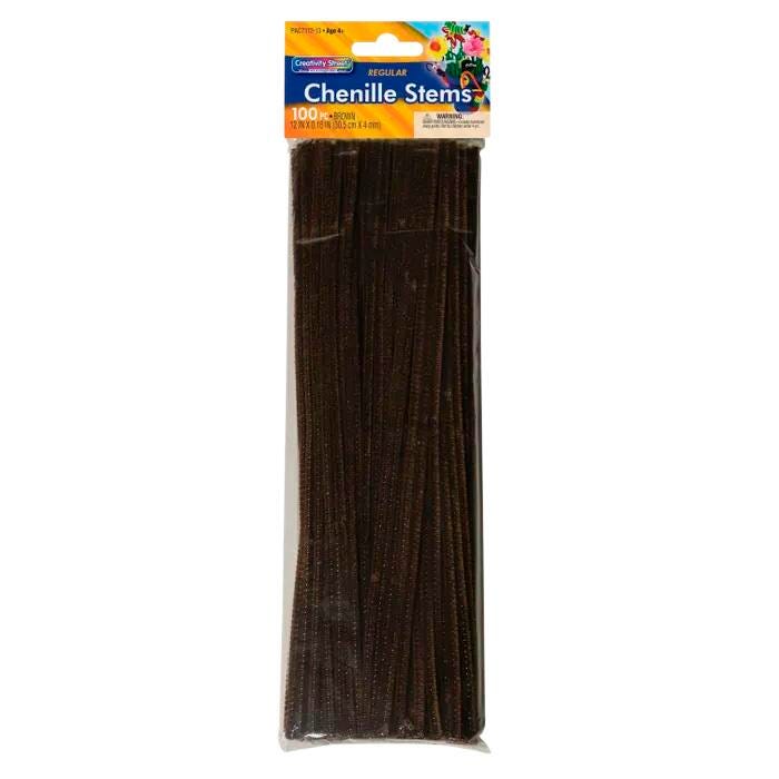 Creativity Street Standard Chenille Stems, 1/8 x 12 Inches, Brown, Pack of 100