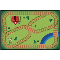 Carpets for Kids KID$Value Railroad Playtime Carpet, 3 Feet x 4 Feet 6 Inches, Rectangle, Multicolored 1495453