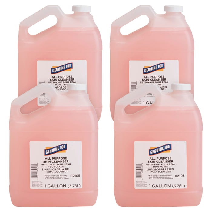 Genuine Joe All Purpose Skin Cleanser, Dispenser Refill, 1 Gallon, Pink, Pack of 4