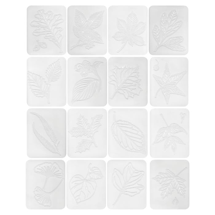 Roylco Leaf Rubbing Plates, 4 x 5 Inches, Set of 16