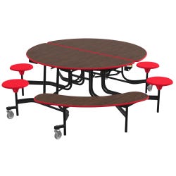 Classroom Select Mobile Table with Stools and Benches, Round, 60 Inches