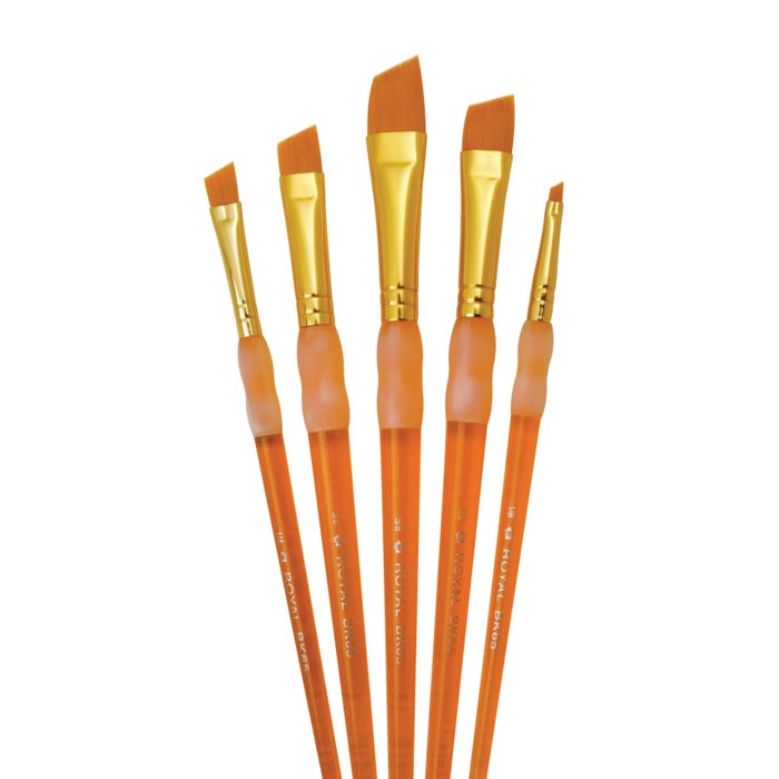 Royal & Langnickel Big Kid's Choice Brushes, Angular Type, Short Handle, Assorted Sizes, Set of 5