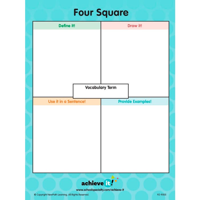 Achieve It! Four Square & X Marks The Spot Graphic Organizers, Set of 10