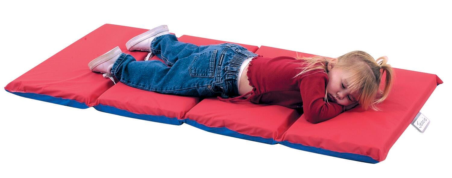 Angeles 4-Fold Nap Mat, 48 x 24 x 2 Inches, Red/Blue, Item Number 1359971