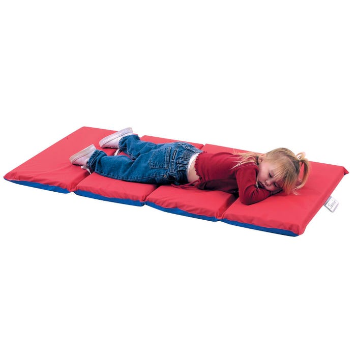 Angeles 4-Fold Nap Mat, 48 x 24 x 2 Inches, Red/Blue