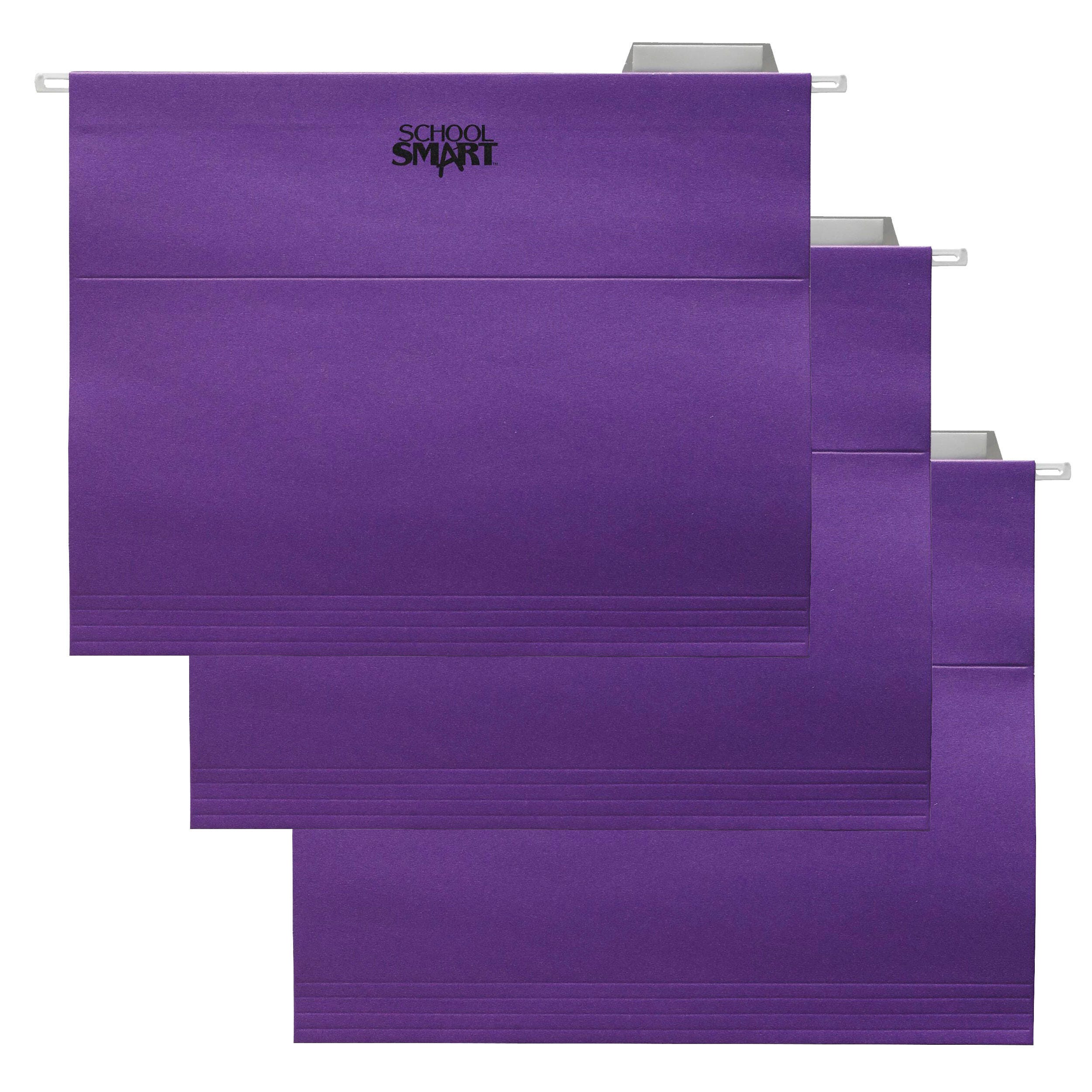 Image for School Smart Hanging File Folders, Letter Size, 1/5 Cut Tabs, Purple, Pack of 25 from School Specialty