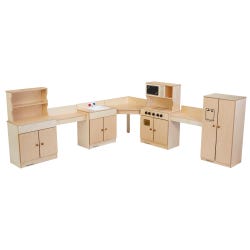 Childcraft Traditional Kitchen Set Play Kitchen, Wooden, 7 Pieces