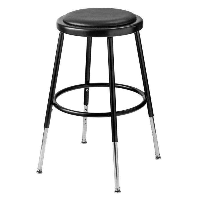 National Public Seating Height Adjustable Heavy Duty Vinyl Padded Steel Stool, 19-27 Inches, Black