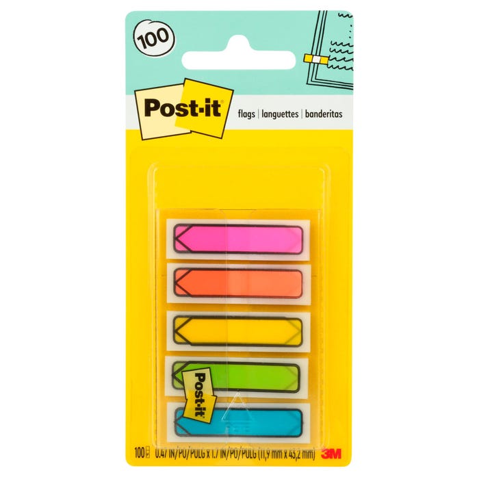 Post-it Arrow Flags, 1/2 x 1-7/10 Inches, Assorted Colors, Pack of 100