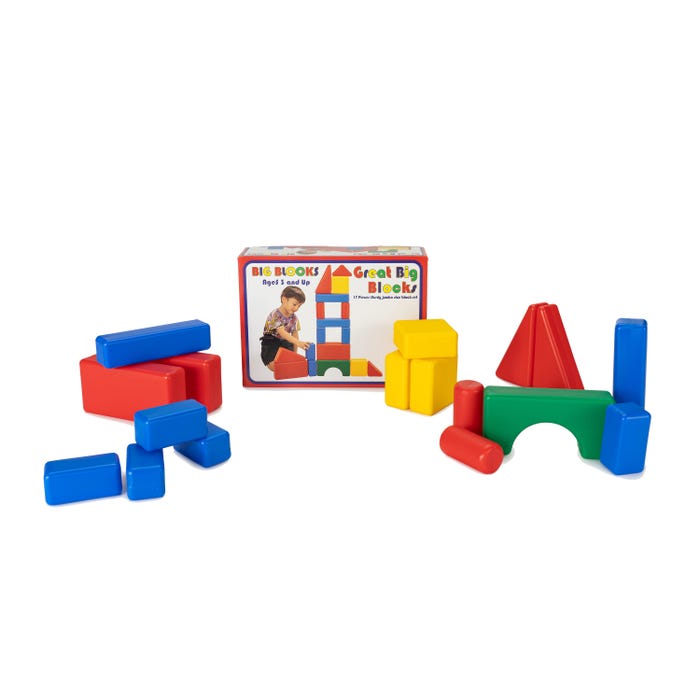 Childcraft Hollow Plastic Blocks, Assorted Shapes and Colors, Set of 17