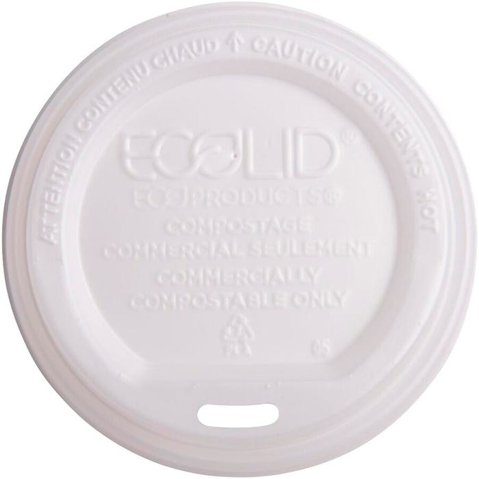Eco-Products Renewable EcoLid Hot Cup Lids, Fits 10-20 oz Cups, White, 50 Per Pack