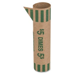 Coin-Tainer Tubular Coin Wrappers, Dimes, Green, 1000 Per Box