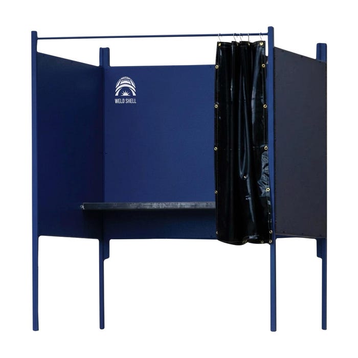 WeldShell Standalone Welding Booth, 5 x 5 Foot, IAP Power-Coated Blue