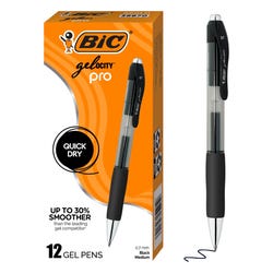BIC Gelocity Pro Gel Pens, 0.7 mm, Medium Point, Black, Pack of 12 2150073