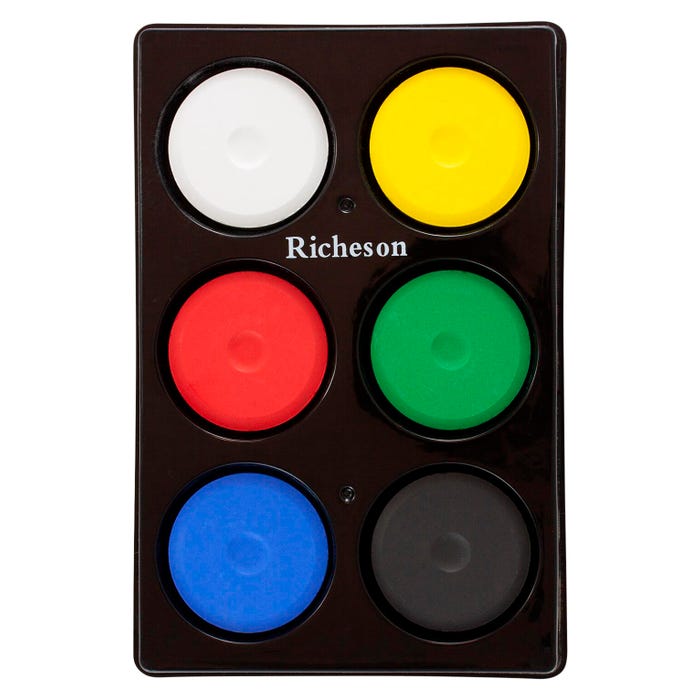 Jack Richeson Tempera Cakes, Small Size, Assorted Primary Colors, Set of 6