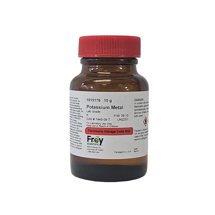 Frey Scientific Potassium Metal, Lab Grade, 10 Grams