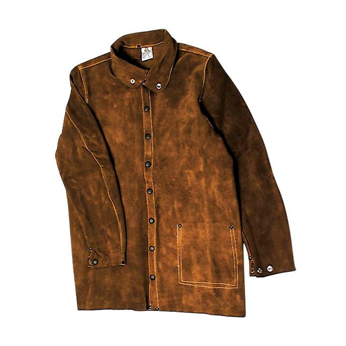 Steiner Enterprises Inc Welding Jacket, Large, 30 in L, 44 - 46 in, Split Cowhide Leather