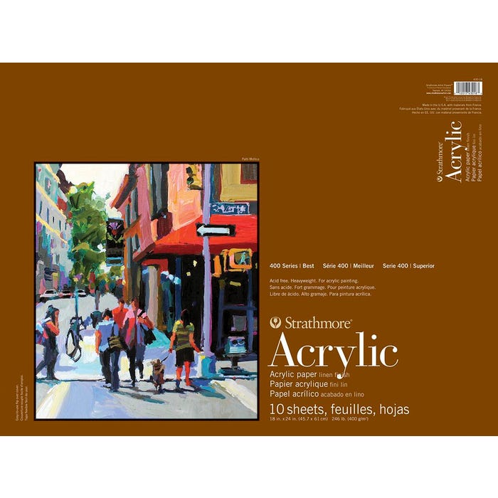 Strathmore 400 Series Acrylic Paper Pad, 18 x 24 Inches, 246 lb, 10 Sheets