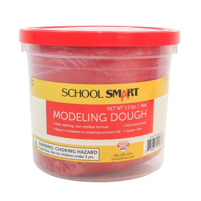 School Smart Gluten-Free Modeling Dough, 3-1/3 Pound Tub, Red