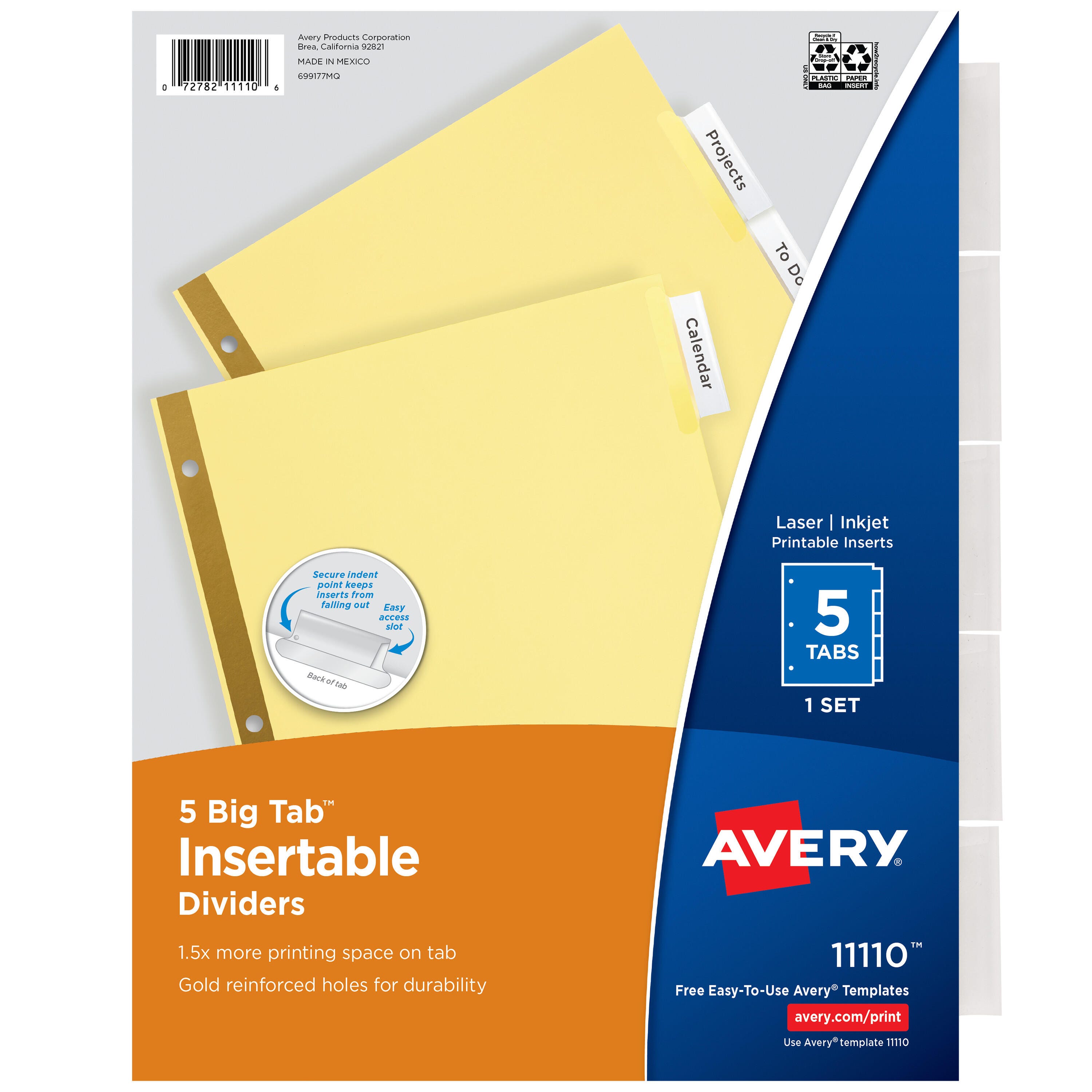 Image for Avery Insertable Divider, Single Sided, 5 Tab, 8-1/2 x 11 Inches, Clear, 1 Set from School Specialty