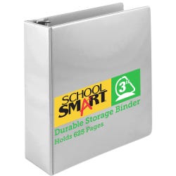 School Smart D Ring Binder, Polypropylene, 3 Inches, White 2006478