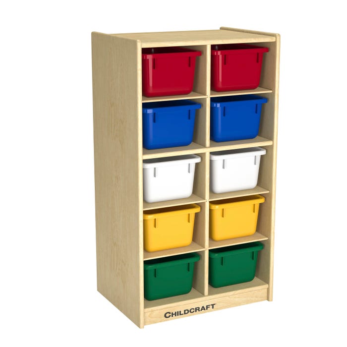 Childcraft Cubby Storage Unit, 10 Primary Color Bins, 19-1/2 x 14-1/4 x 36 Inches