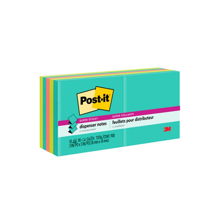 Post-it Super Sticky Pop-Up Notes, 3 x 3 Inches, Supernova Neons, 10 Pads with 90 Sheets