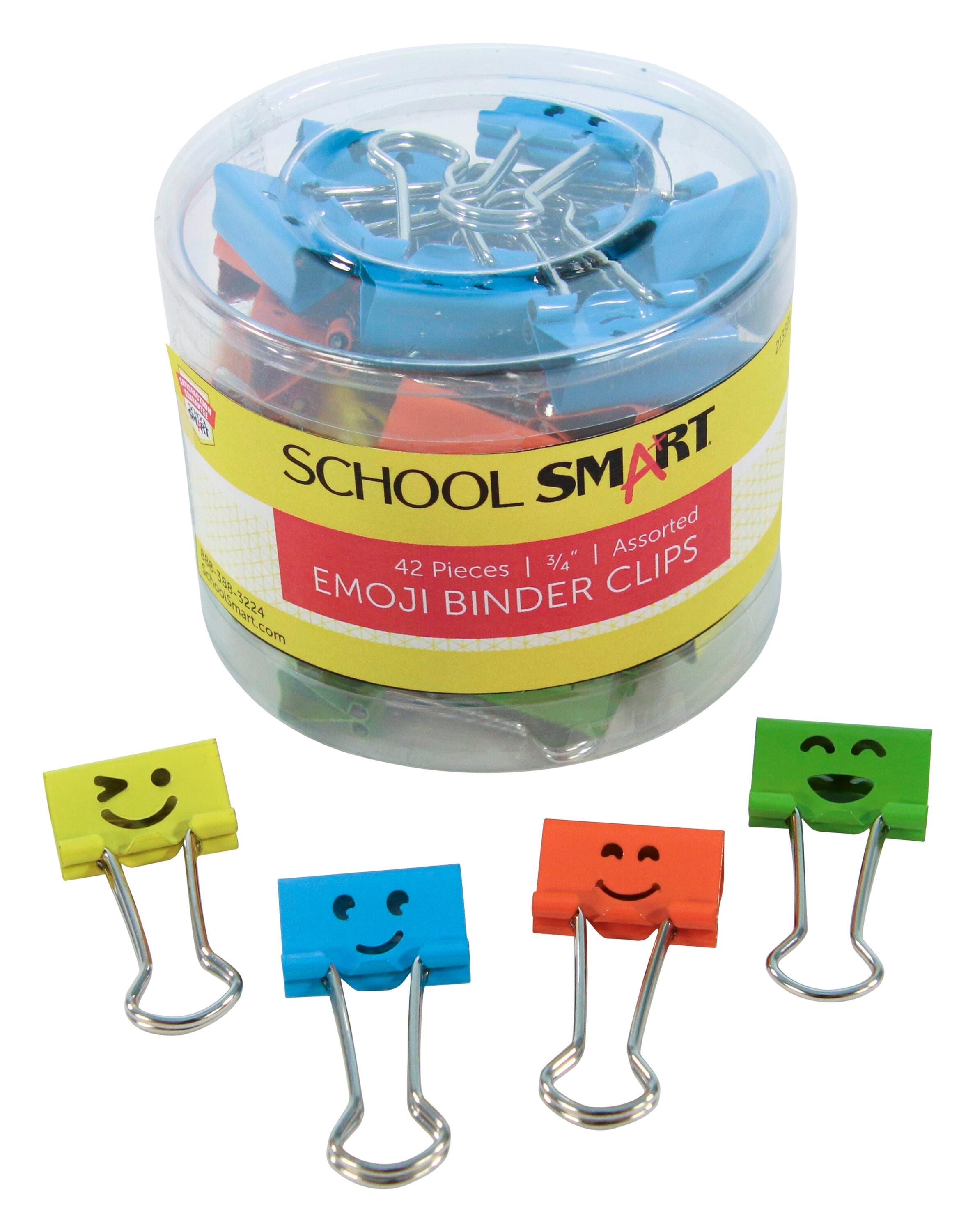 School Smart Emoji Binder Clips, Medium Size, Assorted Colors, Pack of 42 2133013