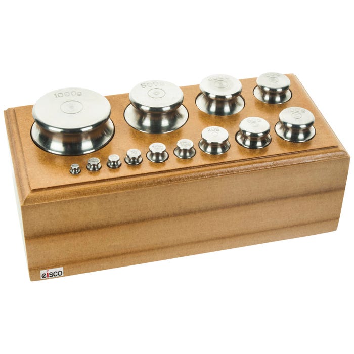 Eisco Labs Balance Weight Set, Stainless Steel, 2000 Gram Capacity, 13 Pieces