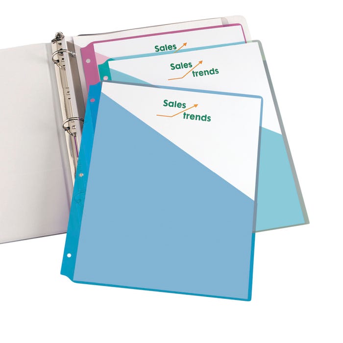 Poly Ring Binder Pockets, 8.5 x 11, Assorted Colors, 5/Pack Poly Ring Binder Pockets, 8.5 x 11, Assorted Colors, 5/Pack