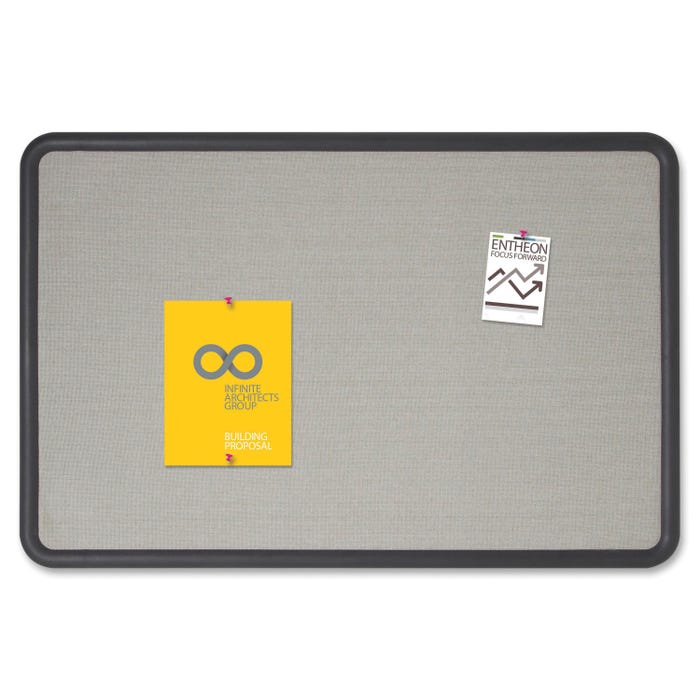 Quartet Self-Healing Bulletin Board, 36 x 24 Inches, Plastic Frame, Fabric Board, Gray/Graphite, Horizontal/Vertical Mount