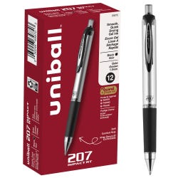 uniball 207 Impact RT, 1.0 mm, Black, Pack of 12 2102516